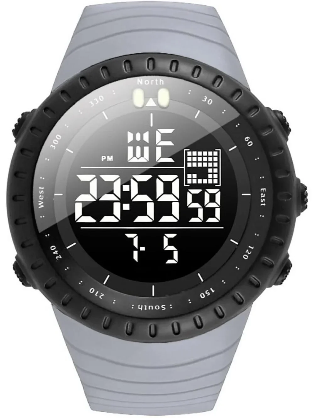 Men's Grey Analog Quartz Sports Outdoor Waterproof Military LED Digital Watch